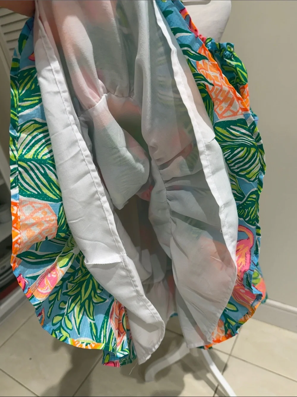 C&C California Girls Tropical Off-Shoulder Dress - Blue, Orange & Green